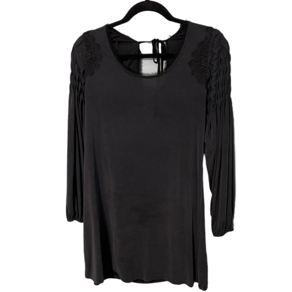Free People Black Long Sleeve Mini Dress with Open Back Size Medium